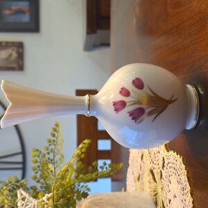 Vintage Lennox Elegant Ivory Bud Vase with Pink Tulip Design